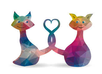 low poly love cats