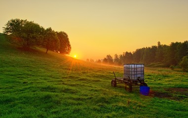 Sunset at summer fields