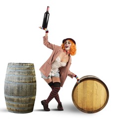 Funny drunk clown