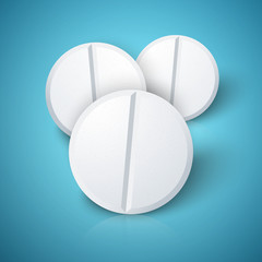 Set of Photorealistic Medicine Pill. Pharmacy Advertizing, Vecto