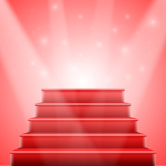 Obraz premium Photorealistic Vector Isolated Red Stairs to Stage with Red Carp