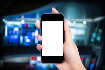 Taking a picture with a smart phone.