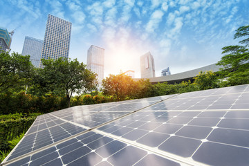 Solar Panels In The Park Of Modern City © xiaoliangge