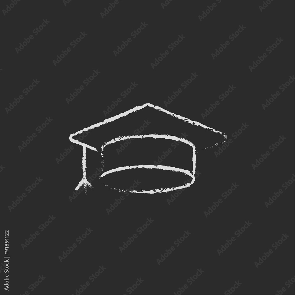 Canvas Prints graduation cap icon drawn in chalk.