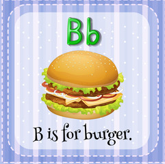 Flashcard letter B is for burger