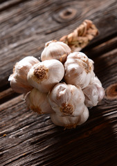 garlic on wooden background