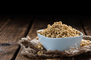 Portion of Soy Meat (on wood)