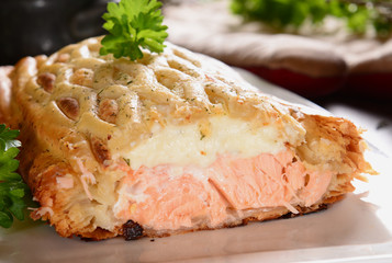 Pie with salmon