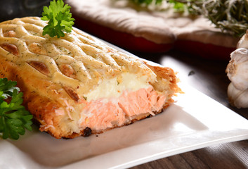Pie with salmon