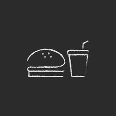 Fast food meal icon drawn in chalk.