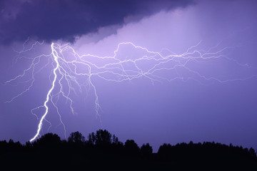 Fototapeta na wymiar Lightning bolt at night