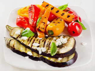 Grilled vegetables on a plate.