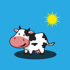 Fun Cow Smile in Sun Shine Vector