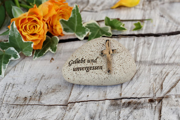 Stein mit Trauerspruch