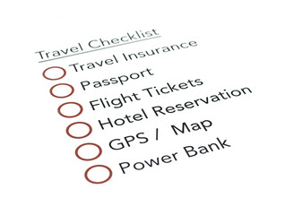 travel checklist isolated white background