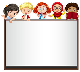 International children on whiteboard