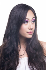 Fototapeta premium portrait of a model with long black hair