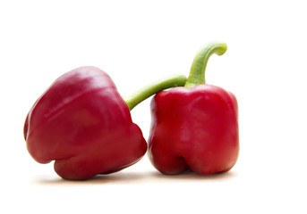 Two single red pepper