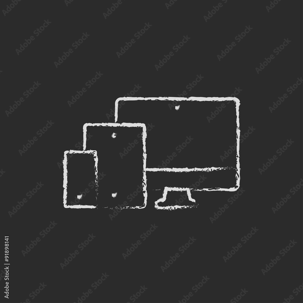 Wall mural responsive web design icon drawn in chalk.