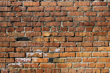 background texture of rough brick wall of red color