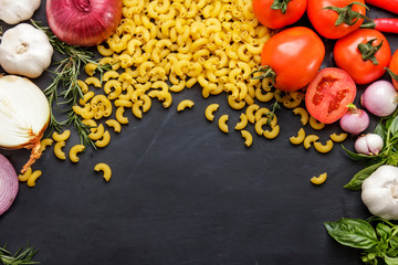 italian macaroni with sauces ingredients