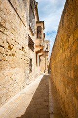 Narrow road in medieval town of Mdina