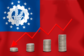 The economic going down of the Myanmar, with a head shot arrows