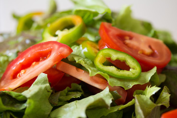 Gemischter Salat, Tomate und grüner Paprika