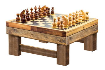 Wooden chess on table isolated