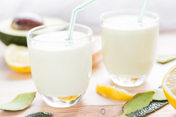 Obraz na płótnie Canvas Yoghurt cocktail avocado lemon honey