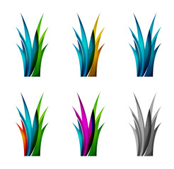 Set of abstract eco plant icons, business logotype nature green
