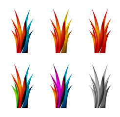 Set of abstract eco plant icons, business logotype nature green