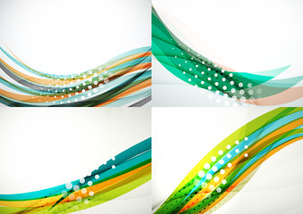 Set of abstract backgrounds. Elegant colorful decorated lines
