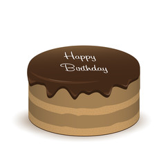 Cake with the words Happy Birthday shadow white background
