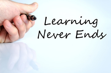 Learning never ends text concept
