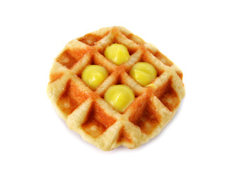 waffle with vanilla cream flavor on white background