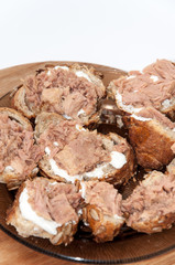 Sandwich with canned tuna fish and white cream