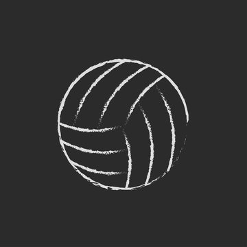 Volleyball ball icon drawn in chalk.