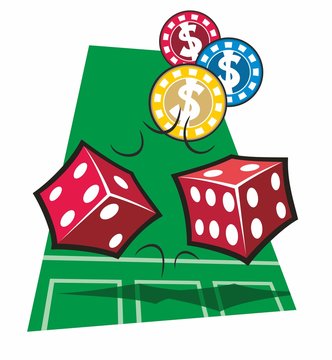 casino craps stylized with red dice and casino chips
