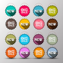 Colorful Vector New - Big Sale Vector Labels - Paper with String Tags Set