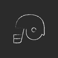 Hockey helmet icon drawn in chalk.
