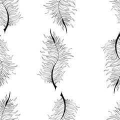 Seamless pattern with abstract feather