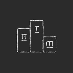 Winners podium icon drawn in chalk.