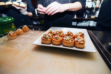 Preparation of salad in rolls