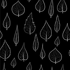 Seamless pattern background with doodles leaves