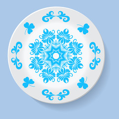 plate with elegance tribal ornament mandala. Vector illustration
