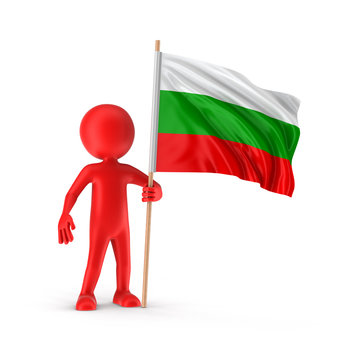 Man and Bulgarian flag (clipping path included)