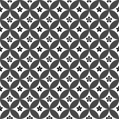 Black and white vector intricate pattern of flowers