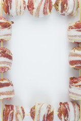 Bacon wrapped meatballs skewers frame.