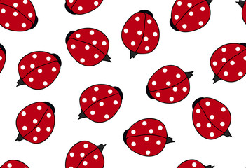 Vector decorative seamless texture with beautiful colorful ladybugs. You can use any color of background